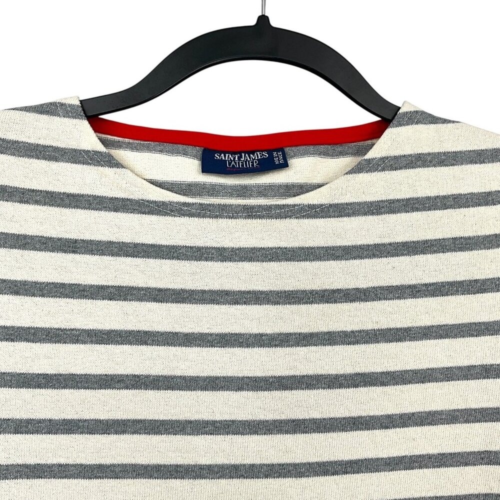 Saint James Vaujany Heart Patch Long Sleeve T Shirt Womens US 8 Striped Cotton - Picture 2 of 11